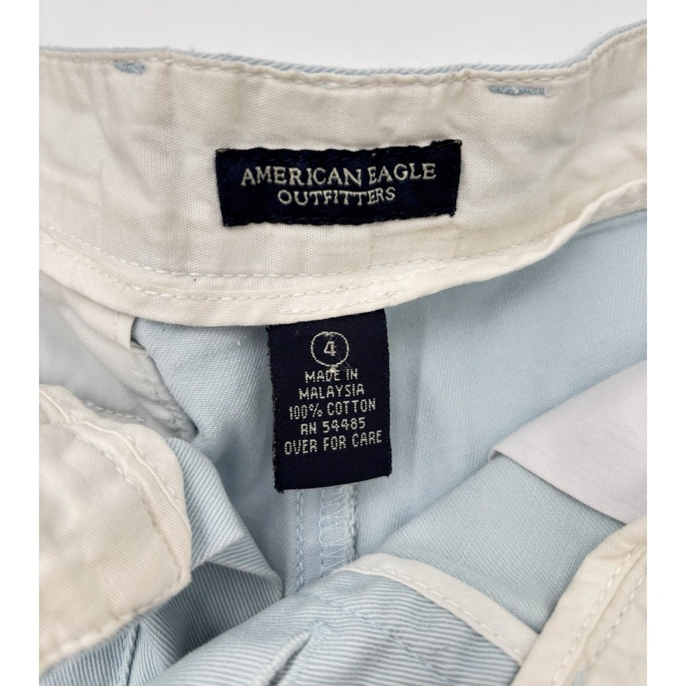 American Eagle Pastel Blue Chino Shorts Coastal Preppy Cottagecore Size‎ 4 - Picture 3 of 7